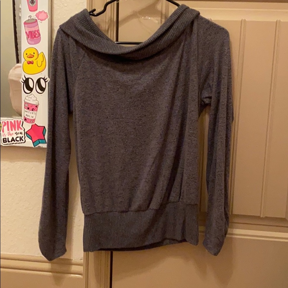 gray off the shoulder top